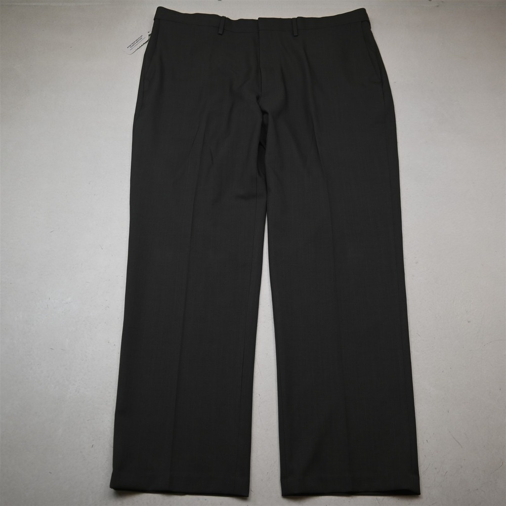 NEW Haggar 42x32 Gray Premium Stretch Classic Stria Dress Mens Pants